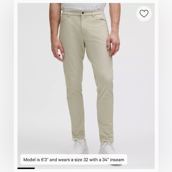 NWT Lululemon ABC Pant Slim 5 Pocket Pant 32”L Warpstreme Silver Tan - 30”